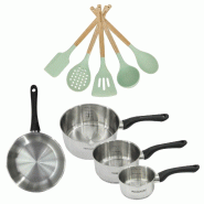 Lot 1 Poêle 20cm et 3 Casseroles 12/16/20cm Fackelmann Généva avec 5 ustensiles - 3176239920512