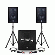 Pack sono - BM SONIC - Reconditionné / occasion - 2400W USB/SD/BT - 2 Enceintes 12" + Caisson 18" + Pieds - 3701123934902