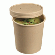 Pot à soupe + couvercle fibre de bambou laminée naturel 380ml - par 500