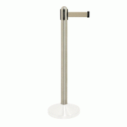 Poteau d'accueil avec sangle rétractable taupe - 2,1m - Argent et Métal
