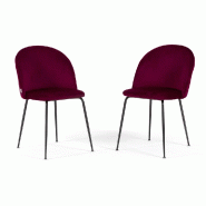 RATTATAN Lot de 2 chaises en velours pour intérieur, rembourrées, pieds en métal, design élégant pour cuisine, bar et restaurants - Sara – Bord RATTATAN Lot de 2 chaises en velours pour intérieur, rembourrées, pieds en métal, design élégant pour cuisine, bar et restaurants - Sara – Bord