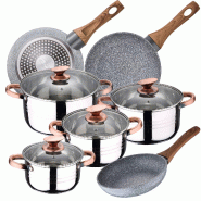 San Ignacio - Batterie de cuisine Nona 16/18/20/24 cm en acier inoxydable compatible induction avec ensemble de poêles Daimiel 22/24/26 cm - multi-ma