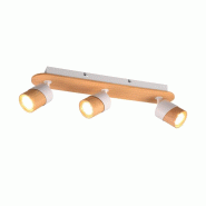 Spot 3xGU10, max. 10W, Bois Naturel, L 48 cm - Trio - Aruni - jaune 4017807565676