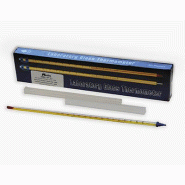 Thermomètre fond jaune à liquide rouge, -100/50, avec certificat de lot - Ref.: KJB036 Thermomètre fond jaune à liquide rouge, -100/50, avec certificat de lot - Ref.: KJB036