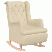 VidaXL Fauteuil et pieds à bascule en bois d'hévéa solide crème Tissu Modèle Jovaria - 329414