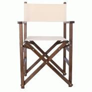 WellHome - Fauteuil director structure noyer avec toile écrue 51x46x86 cm - beige WH13268