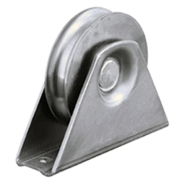 Roue à rainure ronde de 100 mm avec rainure de 20,5 mm dans un support fixe Roue à rainure ronde de 100 mm avec rainure de 20,5 mm dans un support fixe