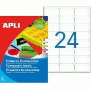 Apli 480 étiquettes jaune fluo, format 64 x 33,9 mm (20 feuilles A4 / cdt) - jaune 8410782028703