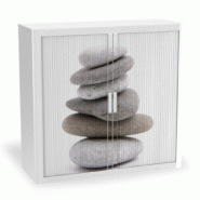 Armoire à rideaux avec décor Zen - EasyOffice. - Galets, Basse_0