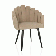 Chaise coque / chaise rembourrée SCALLORE forme coquillage tissu beige hjh LIVING - beige polyester 729486