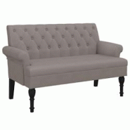 Décoshop26 - Banquette banc avec dossier capitonné et accoudoirs 120 x 62 x 75,5 cm tissu taupe DEC024660 - 3000254830443 Décoshop26 - Banquette banc avec dossier capitonné et accoudoirs 120 x 62 x 75,5 cm tissu taupe DEC024660 - 3000254830443