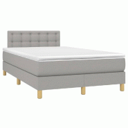 Décoshop26 - Cadre de lit LED avec sommier tête de lit matelas surmatelas 120x200 cm tissu gris clair TDL0207881 - gris 3001241688009
