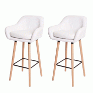Décoshop26 - Lot de 2 tabourets de bar chaises de comptoir avec repose-pieds en PVC blanc 04_0000170 - blanc 3000252078984
