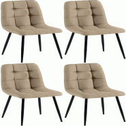 Décoshop26 - Lot de 4 chaises de salle à manger coutures forme carrées en tissu taupe pieds en métal noir 10_0007789 - noir métal 3000266305281