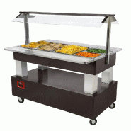 Diamond - Buffet chauffant, bain marie, 4x GN 1/1-150 (bois wengé) - réf. BBM/4N-B1 - inox AKS-BBM/4N-B1