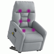 Fauteuil inclinable de massage électrique Gris clair Tissu Modèle Lervessia - 8721102960444