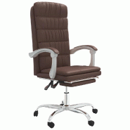 Helloshop26 - Chaise fauteuil siège pivotante de inclinable de bureau informatique étude similicuir brun 02_0024255 - métal 3000215336656