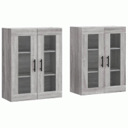 Helloshop26 - Lot de 2 armoires murales rangement décoratif 69,5 x 34 x 90 cm en bois d'ingénierie sonoma gris 02_0055449 - gris verre 3000239012383
