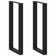 Helloshop26 - Lot de 2 pieds de table de bar design moderne en U 40 x 100-101 cm avec niveleurs réglables en acier noir 02_0057468 - noir acier 30002