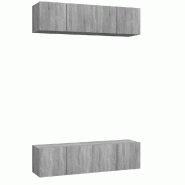 Helloshop26 - Lot de 4 meubles TV muraux design classique rangement pratique 60 x 30 x 30 cm en bois d'ingénierie gris 02_0055238 - gris Bois massif