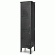 Helloshop26 - Meuble de salle de bain étroit avec 5 étagères hautes 37 x 37 x 160 cm design moderne finition mate en MDF noir 20_0012735 - 30002273