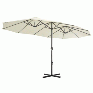 Helloshop26 - Parasol d'extérieur et poteau en aluminium 460 x 270 cm sable 02_0008297 - 3000443482729