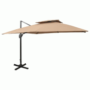 Helloshop26 - Parasol déporté à double toit 300 x 300 cm taupe 02_0008561 - aluminium 3000456847768