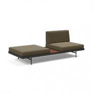 INNOVATION LIVING  CANAPÉ DESIGN PURI CONVERTIBLE LIT 195*80 CM TISSU VIVUS DUSTY OLIVE AVEC TABLE NOYER