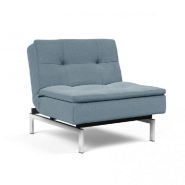 INNOVATION LIVING FAUTEUIL DESIGN DUBLEXO CONVERTIBLE LIT 90*115 CM PIEDS CHROMÉS TISSU SOFT INDIGO