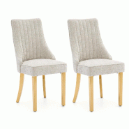 Merax Lot de 2 chaises rembourrées , chaise de salle à manger avec dossier haut, chenille beige, pieds en métal doré - beige multi-matériau W3223