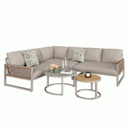 Merax salon de jardin, canapé 2 places avec coussins et tressage corde, extérieur, beige - beige métal HW25015AAB