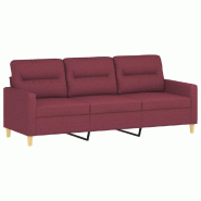 VidaXL Canapé à 3 places Rouge bordeaux 180 cm Tissu Modèle Aero Minimal - 359249