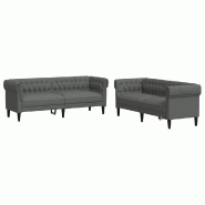 Canapé de salon 2 pcs Gris foncé tissu Modèle Vega StudioDesk - Matériau naturel 8721288739735