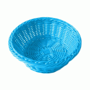 Corbeille effet osier Ø20x8cm polypropylène bleu turquoise - par 12
