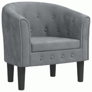 Décoshop26 - Fauteuil lounge assise confortable design moderne en velours gris foncé capitonné DEC026452 - gris 3000255826995