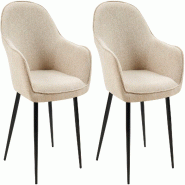 Décoshop26 - Lot de 2 chaises de salle à manger moderne et confortable en tissu taupe et pieds en métal noir 10_0007409 - noir métal 3000266094864