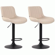 Décoshop26 - Lot de 2 tabourets de bar chaises hautes en PVC crème coutures verticales support en métal noir 10_0004279 - noir 3000252019246 Décoshop26 - Lot de 2 tabourets de bar chaises hautes en PVC crème coutures verticales support en métal noir 10_0004279 - noir 3000252019246