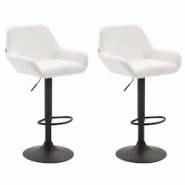 Décoshop26 - Lot de 2 tabourets de bar moderne et confortable en synthétique blanc pieds trompette en métal noir TDB10224 - blanc 3000891669604 Décoshop26 - Lot de 2 tabourets de bar moderne et confortable en synthétique blanc pieds trompette en métal noir TDB10224 - blanc 3000891669604