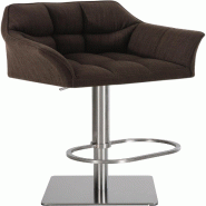 Décoshop26 - Tabouret de bar x1 réglable en tissu marron assise enveloppante capitonnée avec base carrée en acier inoxydable 10_0006546 - marron i