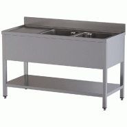 Diamond - Plonge 2 cuves et 1 égouttoir gauche, avec sous tablette - réf. L1621/D-SS5 - AKS-L1621/D-SS5