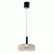 Fabas Luce Suspension Led Devero 8W Ø25Cm, Verre Borosilicate Cognac, Intensité Variable, 2700K-4000K, Ip20. Luminaire Élégant Pour La Collection