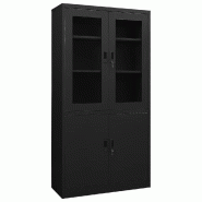 Helloshop26 - Armoire de bureau avec 3 étagères réglables rangement sécurisé 90 x 40 x 180 cm en acier noir 02_0046808 - noir verre 3000234437457
