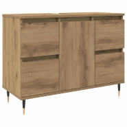 Helloshop26 - Armoire de salle de bain en bois d'ingénierie 80 x 33 x 60 cm avec 4 tiroirs style industriel en chêne artisanal 02_0051113 - Bois mas