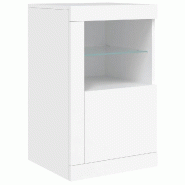 Helloshop26 - Armoire latérale design contemporain avec éclairage LED 41 x 37 x 67 cm en bois d'ingénierie blanc 02_0049363 - blanc verre 300023580