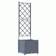 Helloshop26 - Cache-pot de jardin moderne extérieur 40 x 40 x 143 cm durable chic en acier gris clair 02_0058580 - gris acier 3000240667053_0