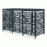 Helloshop26 - Cache-poubelle pour 3 poubelles de 240 litres acier galvanisé anthracite 03_0009091 - 3000224502714