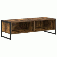 Helloshop26 - Meuble TV rectangulaire design industriel 100 x 36,5 x 30,5 cm grand espace de rangement en bois d'ingénierie chêne 02_0054555 - Bois