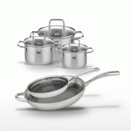 Lot 2 Poêles 28cm & 32cm Elo Relief Evolution et 3 Faitouts Elo Citrin - gris inox 3176239955842