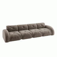 Merax Canapé modulable 4 places, canapé nuage avec accoudoirs ronds, chenille douce, sans cadre près du sol, canapé lounge, marron - marron multi-