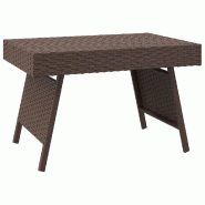 Table d'appoint pliable marron 60x40x38 cm résine tressée Modèle Zenith Métal - 319409